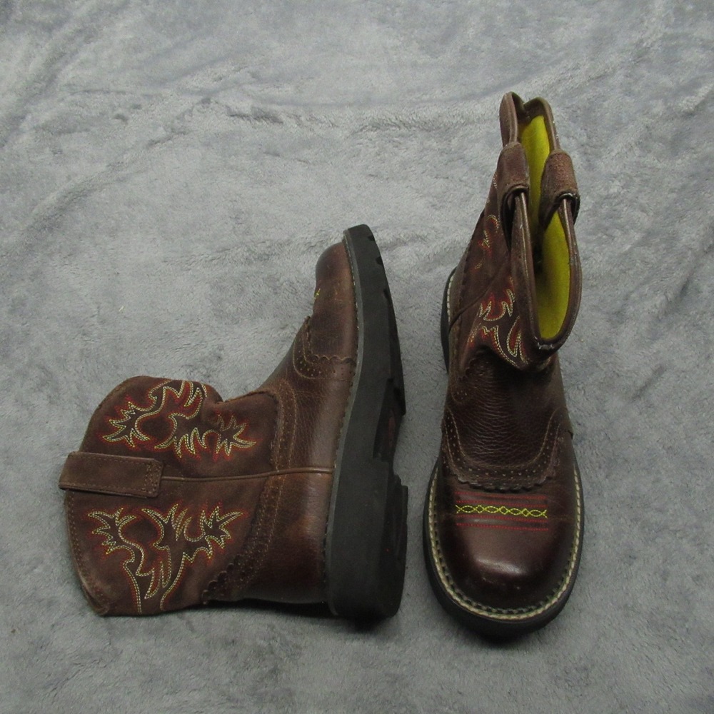 Ariat Fatbaby Boots Women 7.5B Brown Leather Embroidered Western Dapper Heritage